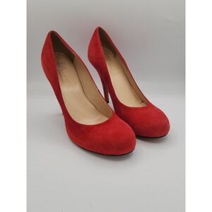 Talbots Women's Sz 9 Red Suede Pumps‎ Shoes High Heel Platform Valentines Heels
